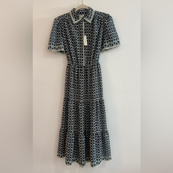 Elegant Black and Cream Patterned Dress 👗 - Picture 1 of 9